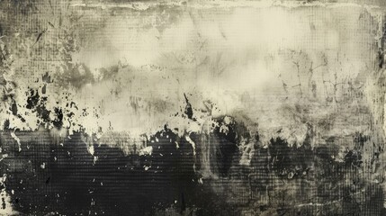 Monochrome distressed background with a vintage paper texture and worn artistic elements