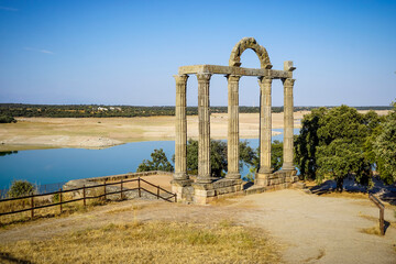 Los Mármoles Temple. Valdecañas Reservoir, Tajo River, Curia temple unique in the world