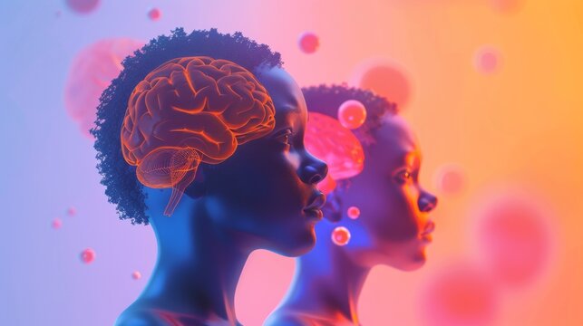 Educational Display on Chronic Traumatic Encephalopathy with African Adults Reviewing Brain Scans in a Colorful Setting