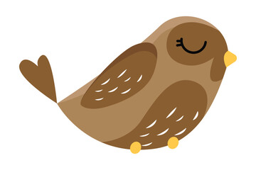 Cute Bird Flat Sticker Design