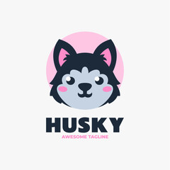 Obraz premium Vector Logo Illustration Husky Mascot Cartoon Style.