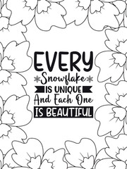 Motivational Quotes Flower Coloring Page Beautiful black and white illustration for adult coloring book