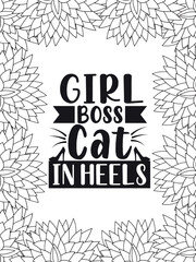 Motivational Quotes Flower Coloring Page Beautiful black and white illustration for adult coloring book