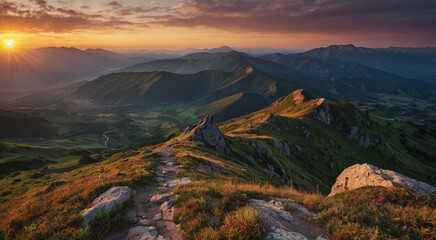Majestic mountain landscape background hiking travel adventure