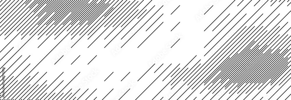 Aufkleber Diagonal dash line texture. Black slanted dashed lines pattern background. Straight tilted interrupted stripes wallpaper. Abstract dither rasterized grunge overlay. Vector wide dotted ripple print