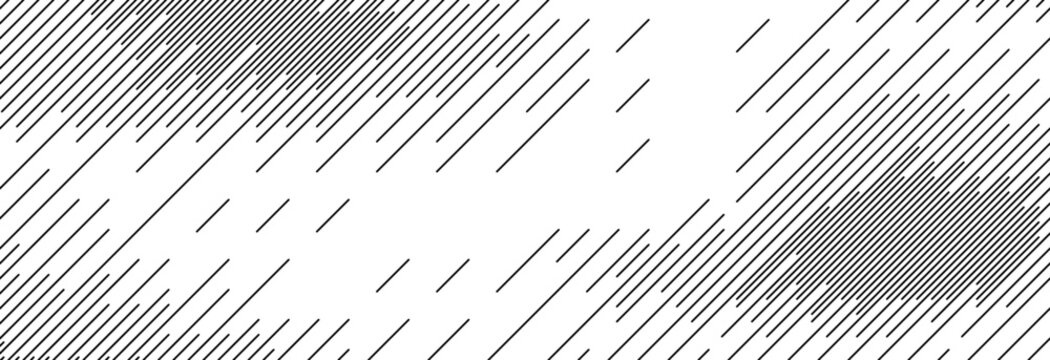 Diagonal dash line texture. Black slanted dashed lines pattern background. Straight tilted interrupted stripes wallpaper. Abstract dither rasterized grunge overlay. Vector wide dotted ripple print