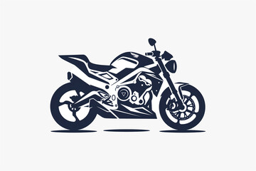 logo, illustration vectorielle d'une moto, type gros cube routier, modèle de style japonais. Logo noir sur fond blanc, pour métier de la moto, vente, réparation, location, customisation, pièces