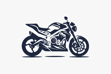 Obraz premium logo, illustration vectorielle d'une moto, type gros cube routier, modèle de style japonais. Logo noir sur fond blanc, pour métier de la moto, vente, réparation, location, customisation, pièces