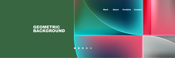 Round triangles and squares web site page template. Vector Illustration For Wallpaper, Banner, Background, Card, Book Illustration, landing page