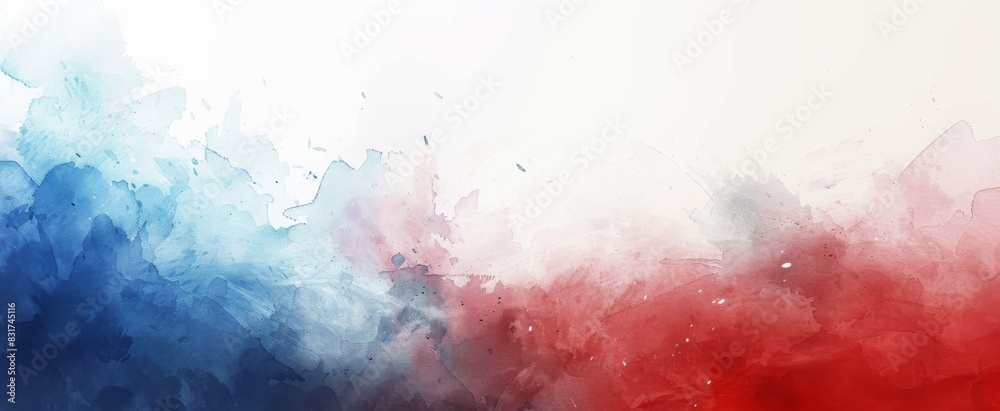 Wall mural Abstract Watercolor Red, White, and Blue Background for Vector Presentation Design. Ideal for Commercial Use in Patriotic and Artistic Projects