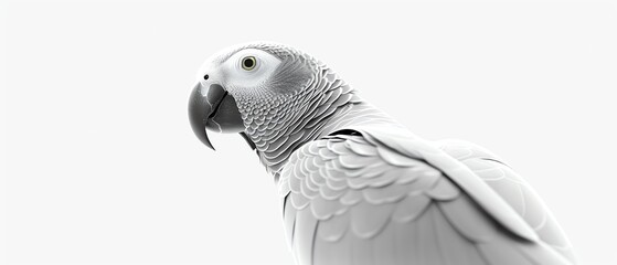 Obraz premium African Grey Parrot solid isolated white background