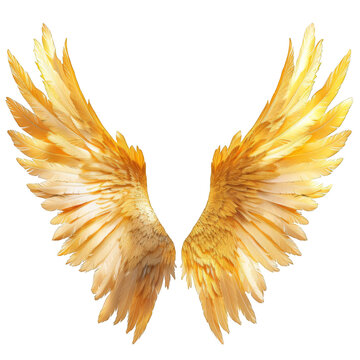 Golden angle wings isolated on white background