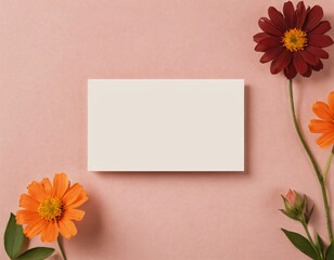 Obraz premium Elegant blank business card on floral backdrop