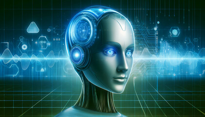 AI Operating Futuristic Computer with Holographic Displays