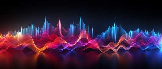 Sound wave patterns in colorful graphic presentation, tech background,