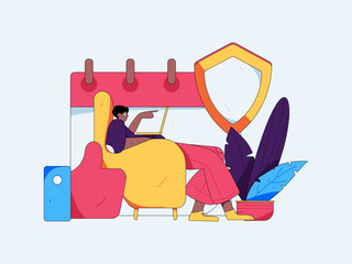 Business network security character flat vector concept operation hand drawn illustration
