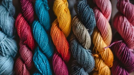 Assorted Skeins of Yarn in Various Colors

