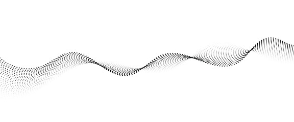 Flowing Dot Wave halftone gradient pattern on transparent background	
