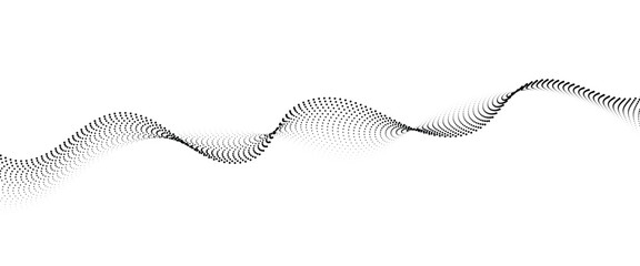 Flowing Dot Wave halftone gradient pattern on transparent background	

