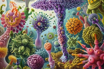A microscopic world teeming with fantastical, single-celled organisms.
