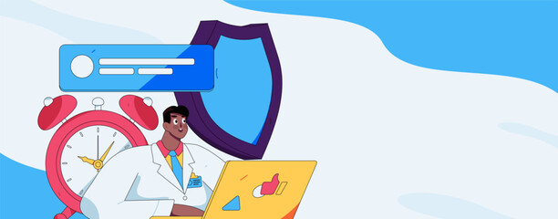 Business network security character flat vector concept operation hand drawn illustration
