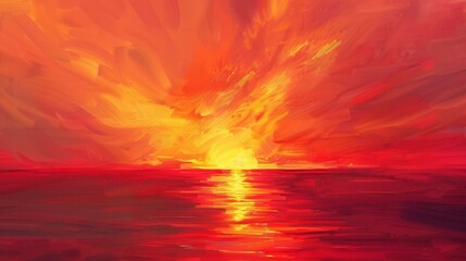 Fototapeta premium Breathtaking sunset floods the sky with vivid, dramatic hues.