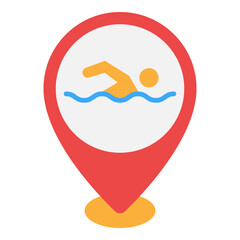 Illustration of Swimming Pool Location design Flat Icon