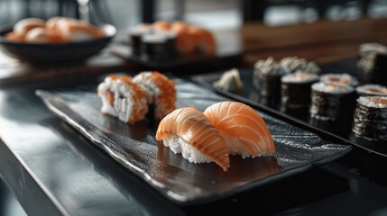 International Sushi Day , Various types of sushi ,Delicious sushi , Generative AI - Powered by Adobe