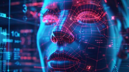 Fototapeta premium A secure biometric authentication system utilizing facial recognition and fingerprint scanning for added security.