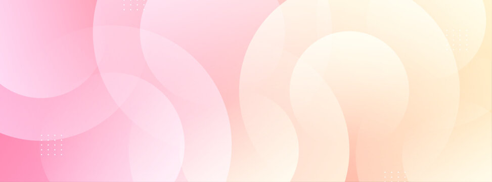 Minimalist banner background, pastel colorful, pink and yellow gradations. Circle effect style geometric, abstract background. Eps 10.