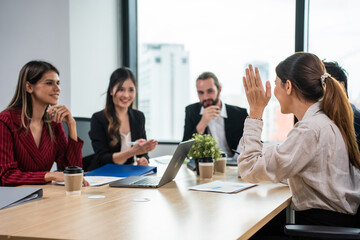 Group of multi-Ethnic businessman and businesswoman working in office. 