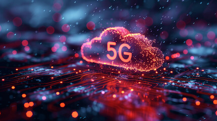 5G wireless network, high speed internet, cloud computing or connect diagram technology, Data storage
