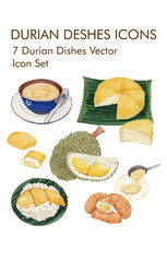 Durian dishes logo vector icon set 
