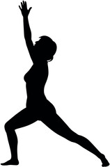 beautiful woman stand with stretch position vector silhouette