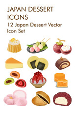 japan dessert logo vector icon set 