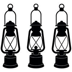 Vintage camping lantern flat, lamp icon vector silhouette  © Dream Is Power