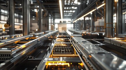 Obraz premium Distribution center with automated sorting system, high detail