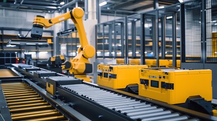Distribution center with automated sorting machines, detailed and lifelike