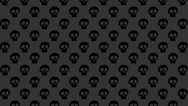 Halloween Background animation small black skulls moving upwards over gray background