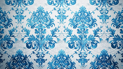 vintage wallpaper with blue floral pattern