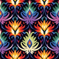 Uzbek Adras Ikat vivid geometric design, symmetrical patterns, handwoven craftsmanship, traditional motifs, cultural heritage, high resolution, intricate detail