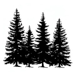 Obraz premium Forest Trees Silhouette SVG , A cluster of pine trees, symbolizing wilderness and outdoor escapades, perfect for nature,themed designs or environmental campaigns