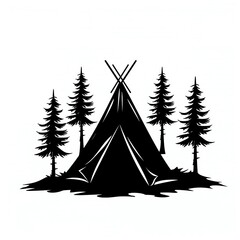 Obraz premium Tent Silhouette SVG , A classic triangular camping tent, an essential icon for campsite themes, ideal for camping gear and outdoor event promotions