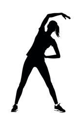 A woman doing yoga at home vector illustration black color silhouette