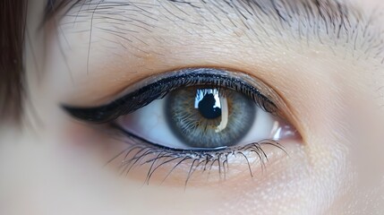 Obraz premium Japanese Cultural Heritage in the Intricate Detail of a Closeup Eye