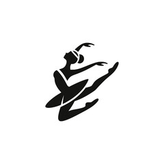 ballerina dance sport negative space style logo vector illustration template design