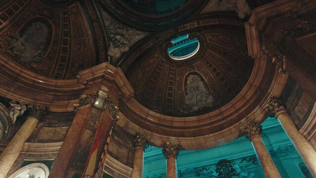 decorated top of chapel inside christian church in Zaragoza Spain