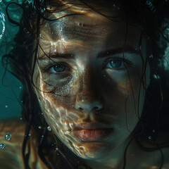 Underwater Girl Blue Eyes