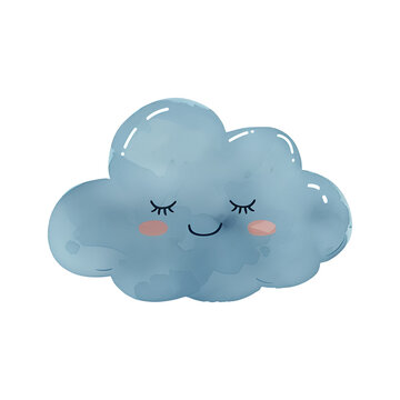 recommend clip art: Watercolor Smiling Cloud Illustration, Cartoon Element Isolated on Transparent Background