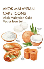 Akok malaysian cake logo vector icon set 